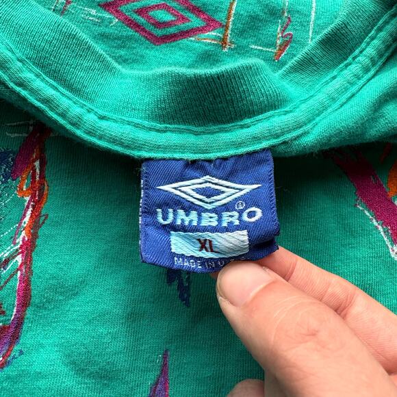 Vintage Boxy Umbro Green Single Stitch T-Shirt - Picture 3 of 5